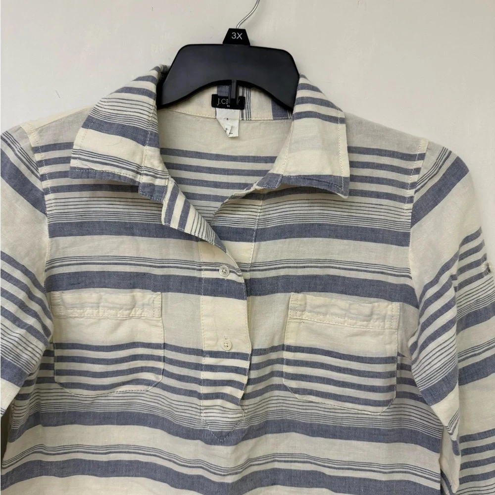 J.Crew Blue and Cream Striped Pullover Size S